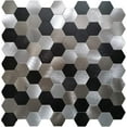 thumbnail image 1 of Crystiles Black, Grey, Silver 12 in. x 12 in. Peel and Stick Brushed Aluminum Wall Tile Backsplash, 4 Pieces, 1 of 4