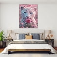 thumbnail image 4 of Mudket Framed Pink Leopard with Rose Canvas Wall Art, Cute Floral Animal Print Wall Decor, Ready to Hang for Girls Bedroom Living Room - 12"L x 8"W, 4 of 10