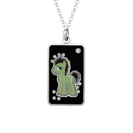 My Little Pony Fine Silver Plated Crystal Dr. Hooves Dog Tag Pendant Necklace