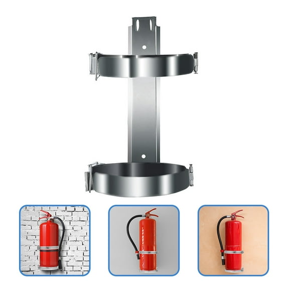 ibasenice Wall Mount Fire Extinguisher Bracket Plated Silver Metal Holder Strong and Easy to Install