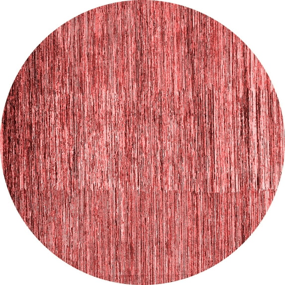 Ahgly Company Machine Washable Indoor Round Abstract Red Modern Area Rugs, 8' Round