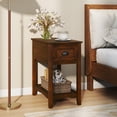 thumbnail image 4 of Gymax Contemporary Chair Side End Table Compact Table w/ Drawer Nightstand Walnut, 4 of 10