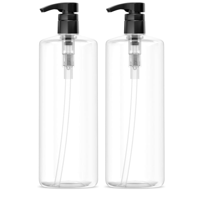 Botellas de champú de 1 litro (paquete de 2) Bar5F PETE1 sin BPA con bombas