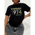 thumbnail image 1 of Retro-Inspired, Vintage 1974 Original Parts" Graphic Tee for Women - Casual Crew Neck, Short Sleeve Top, Breathable Polyester, Machine Washable, 1 of 7