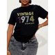thumbnail image 1 of Retro-Inspired, Vintage 1974 Original Parts" Graphic Tee for Women - Casual Crew Neck, Short Sleeve Top, Breathable Polyester, Machine Washable, 1 of 7