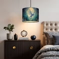 thumbnail image 5 of Linen Drum Lampshades Silver Aesthetic Fantasy Cute Dragon Moon Forest Blue Tones 13"x13"x10" Light Shade for Table Lamps Floor Lamp Shades Lampshade Replacement Assembly Required, 5 of 8