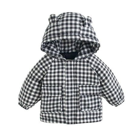

Children Down Coats Winter Kids Down Parkas Boys Girls Tollders Plaid Warm Coat Jackets With Plush Thick Hooded Outwear Children Clothing