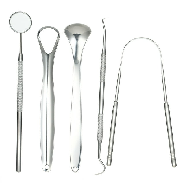 Graflsoa Trousse d'Hygiène Buccale en Acier Inoxydable avec 5 Outils Multifonctions pour des Soins Dentaires Complets