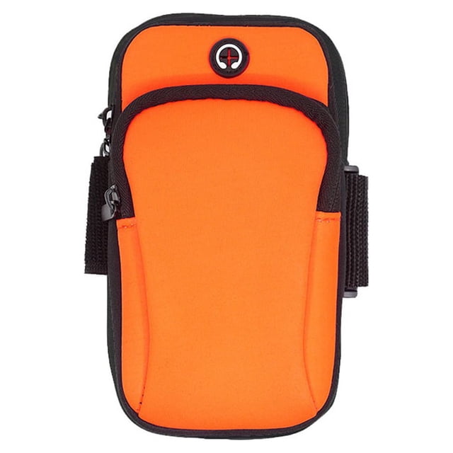 Soporte para teléfono, brazalete para correr, bolsillo para llaves, correa de brazo ajustable, bolsa para teléfono móvil deportivo, color naranja
