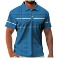 thumbnail image 2 of Cuoff Men's golf shirt casual sports V-neck short-sleeved polo shirt Blue M, 2 of 4