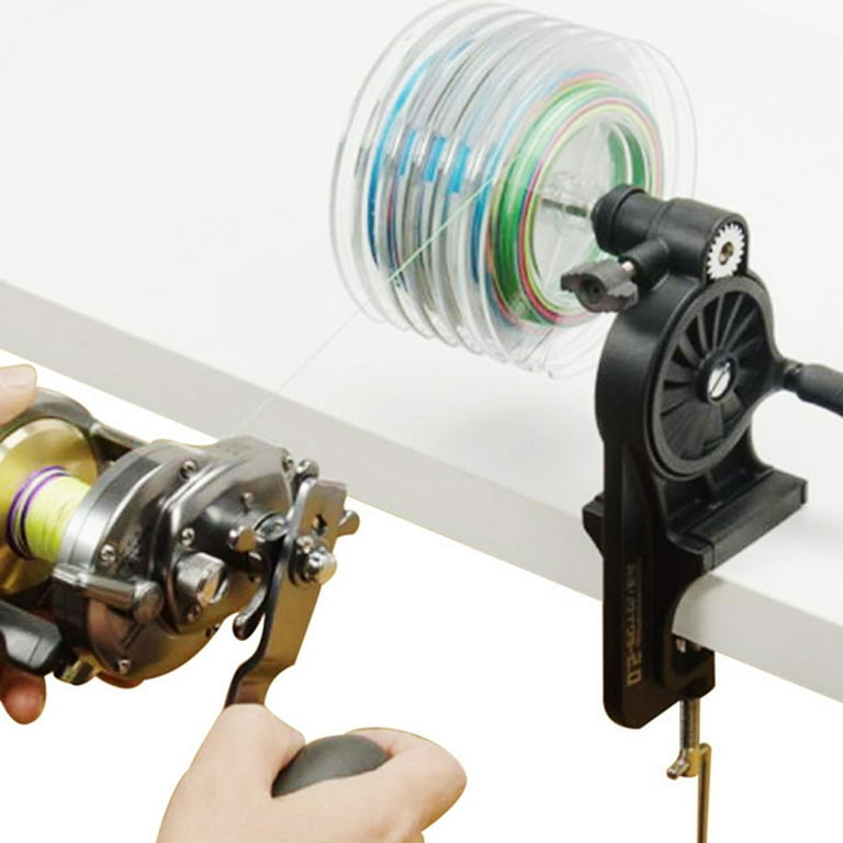 Simhoa Portable Fishing Line Spool Winder Fishing Gear Baitcasting Fishing Reel Spooler Multifunction Fishing Tool, Size: As described, Black