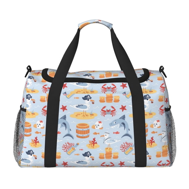 Balery Cute Shark Bolsa de Gimnasio para Mujeres, Bolsa de Viaje con Bolsillo Húmedo, Bolsa de Fin de Semana para Mujeres, Bolsa de Viaje Resistente al Agua