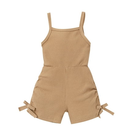 

BJUTIR Girls Summer Outfits Jumpsuit Strip Knitted Sling Crawler Onesie Package Farting Clothes Crawling Clothes