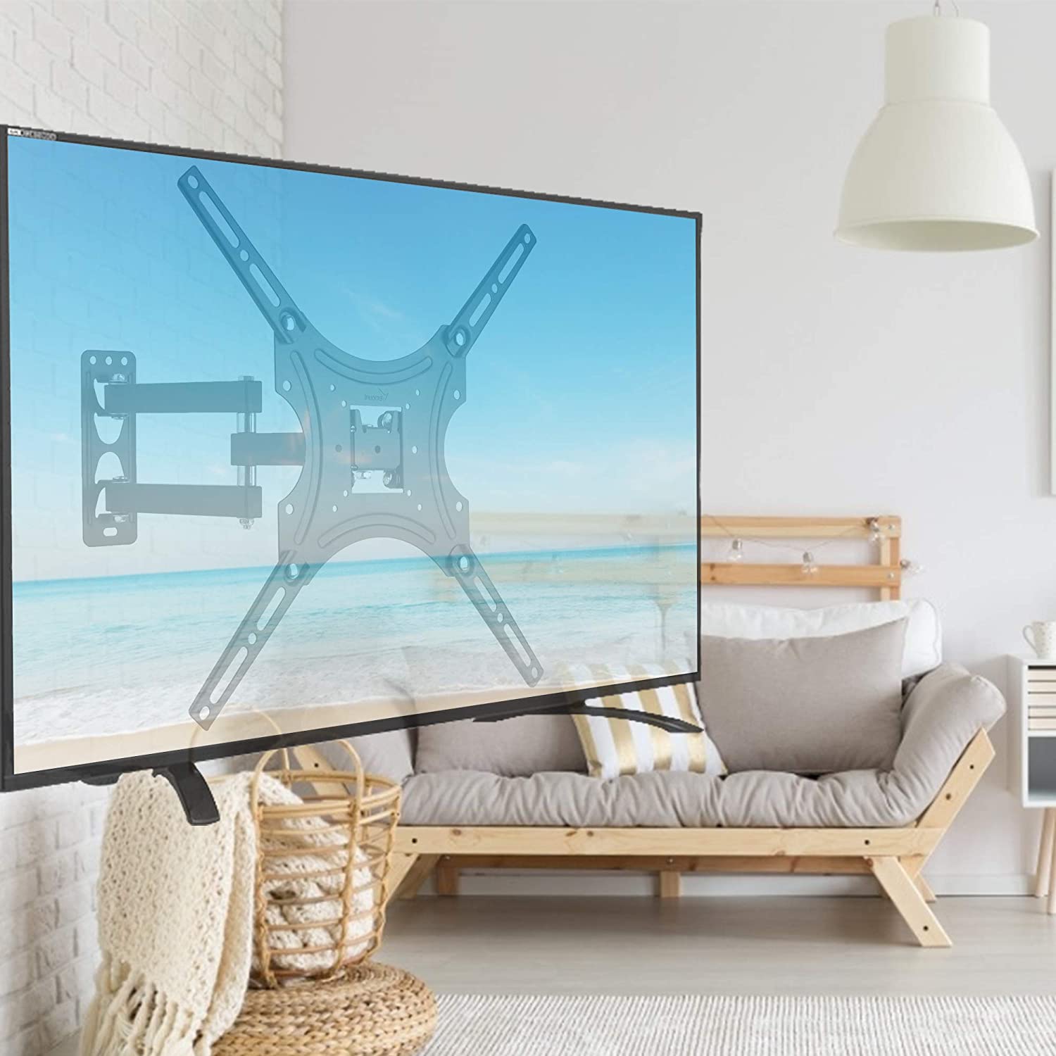Full Motion Monitor Wall Mount TV Bracket for 26-55 Inch LED, LCD Flat Screen TV and Monitor, TV Mount with Swivel Articulating Arm, Monitor Mount Up to VESA 400x400mm and 66LBS - image 2 of 10