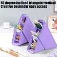 thumbnail image 7 of WWC Triangle Pencil Case, Large Capacity Silicone Foldable Standing Pencil Pouch, Portable Vertical Desk Organizer for School Office Makeup, Purple, 7 of 7
