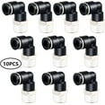 thumbnail image 3 of Conectores neumáticos de 10 piezas, conector de codo neumático negro, accesorios de manguera de codo macho de 6 mm de diámetro exterior x rosca NPT de 3/8 pulgadas, aire comprimido neumático, 3 of 5