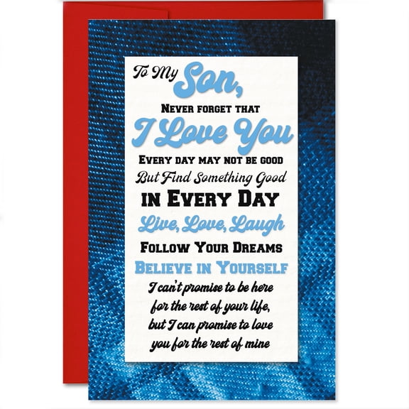 MegaCalendars Son Inspirational Greeting Card, "Never Forget" Encouragement Card, 5.3 x 8 Inch, Made in USA