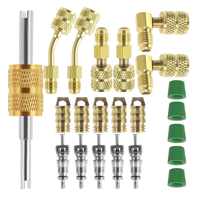 1 Set R410 Adapter Kit Mini Split Adapter 1/4SAE To 5/16SAE Refrigerantion Hose Connector Metal AD30B AD30C AD30D R12 Spool