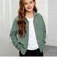 thumbnail image 2 of KAUOD Kids Corduroy Shackets Jackets Front Pockets Button Long Sleeve Coats Boys Girls Plain Soft Collar Shirt Clothes, 2 of 9