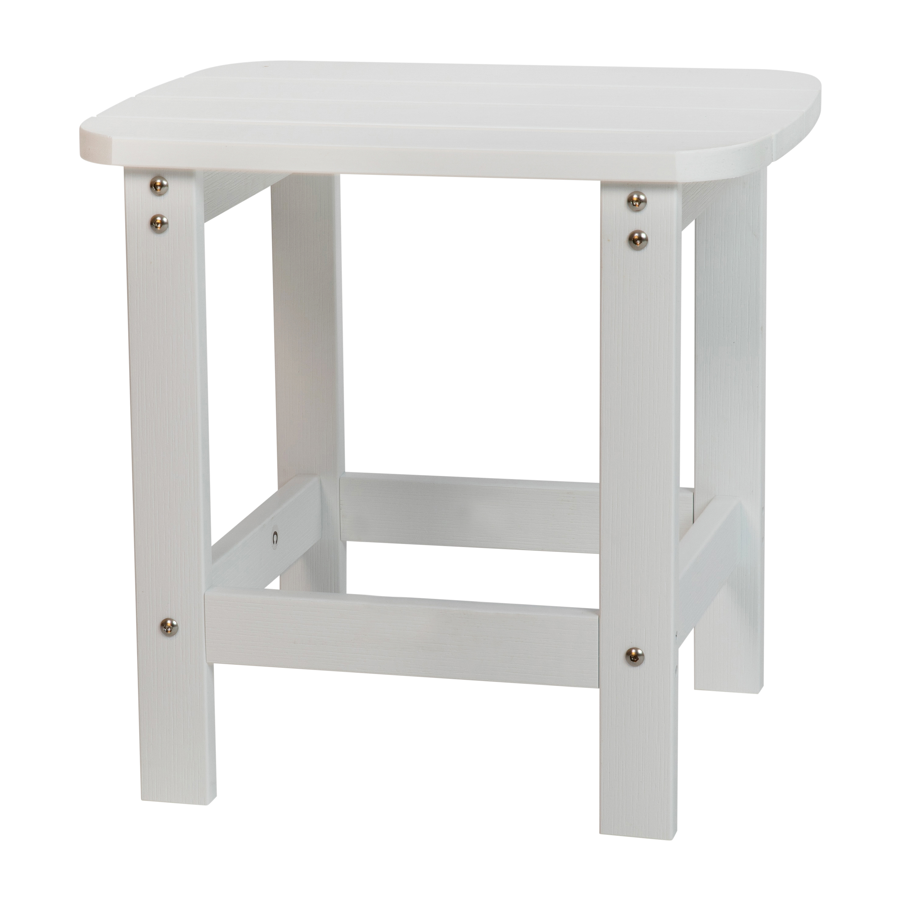 BizChair All-Weather Poly Resin Wood Commercial Grade Adirondack Side Table in White - image 2 of 9