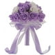 thumbnail image 1 of XmhyTop Ramos de boda, rosas de seda perlada, ramo de novia para dama de honor, flores artificiales falsas para bodas, fiestas e iglesias (morado), 1 of 5