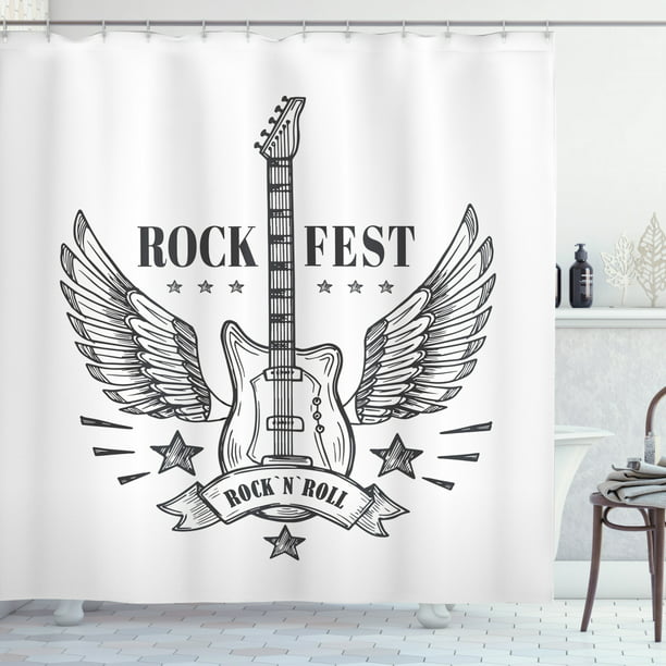 Rock And Roll Shower Curtain Pattern, Rock N Roll Shower Curtains