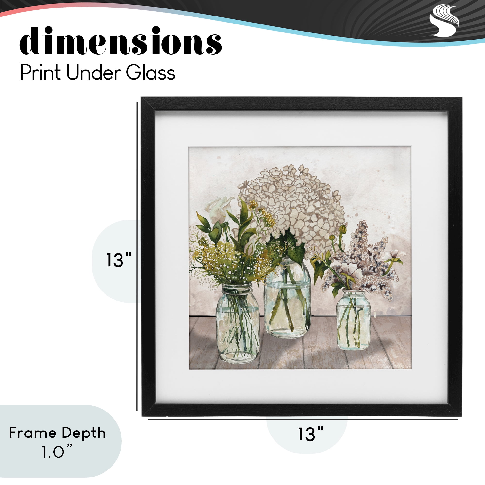 Stupell Industries Jars Of Wildflowers Black Framed Print Under Glass, design by Elizabeth Medley