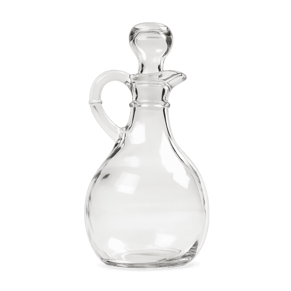 Glass Oil & Vinegar Cruet with Airtight Glass Stopper, Clear Olive Oil Dispenser Bottle for Vinegar, Salad Dressing, Cooking Oil, Syrup & Kitchen Counter 12 oz