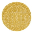 thumbnail image 3 of Unique Loom Rabat Shag Collection Area Rug - Geometric (5' 1" Round Yellow/Ivory), 3 of 7
