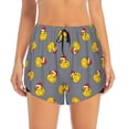 thumbnail image 4 of Lsque Christmas hat duck Printed Women's Running Shorts with Liner Pockets,Elastic Quick Dry Workout Athletic Gym Yoga Shorts,Womens High Waist Shorts-X-Large, 4 of 9