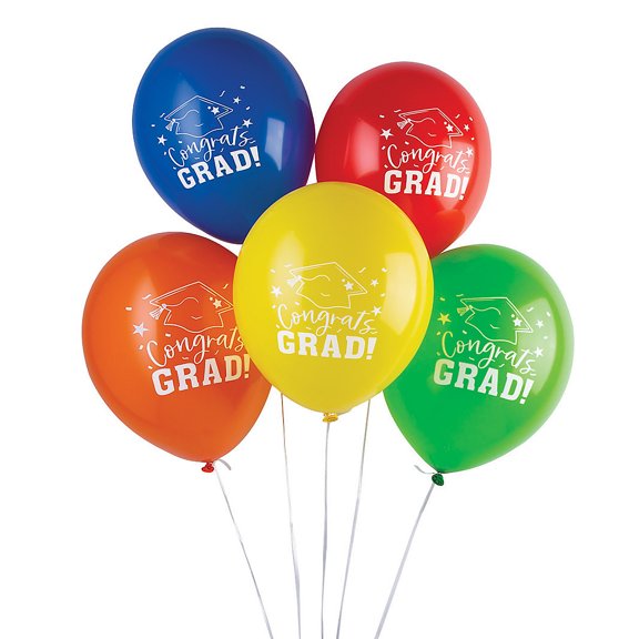 Congrats Grad 11" Latex Balloons, Party Decor, 24 Pieces