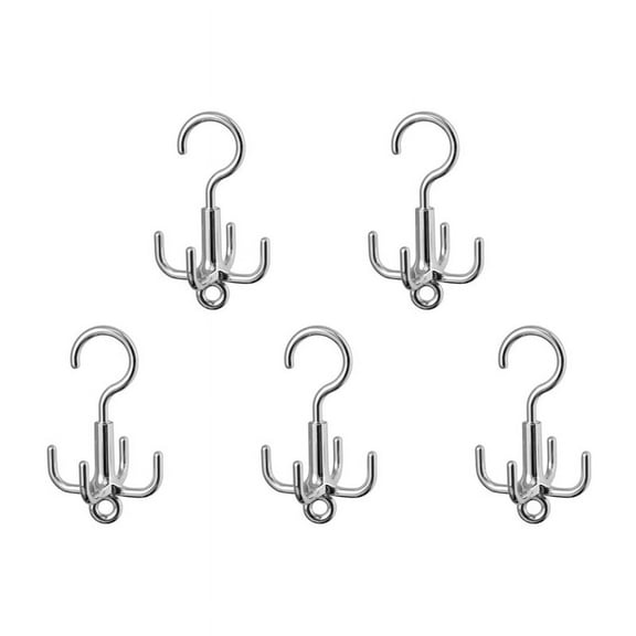 5PCS 360° Rotating Hanger Hooks Space Saving Wardrobe Organizer Clothes Rack Bag Shoes Scarf Hanger Silver ABS