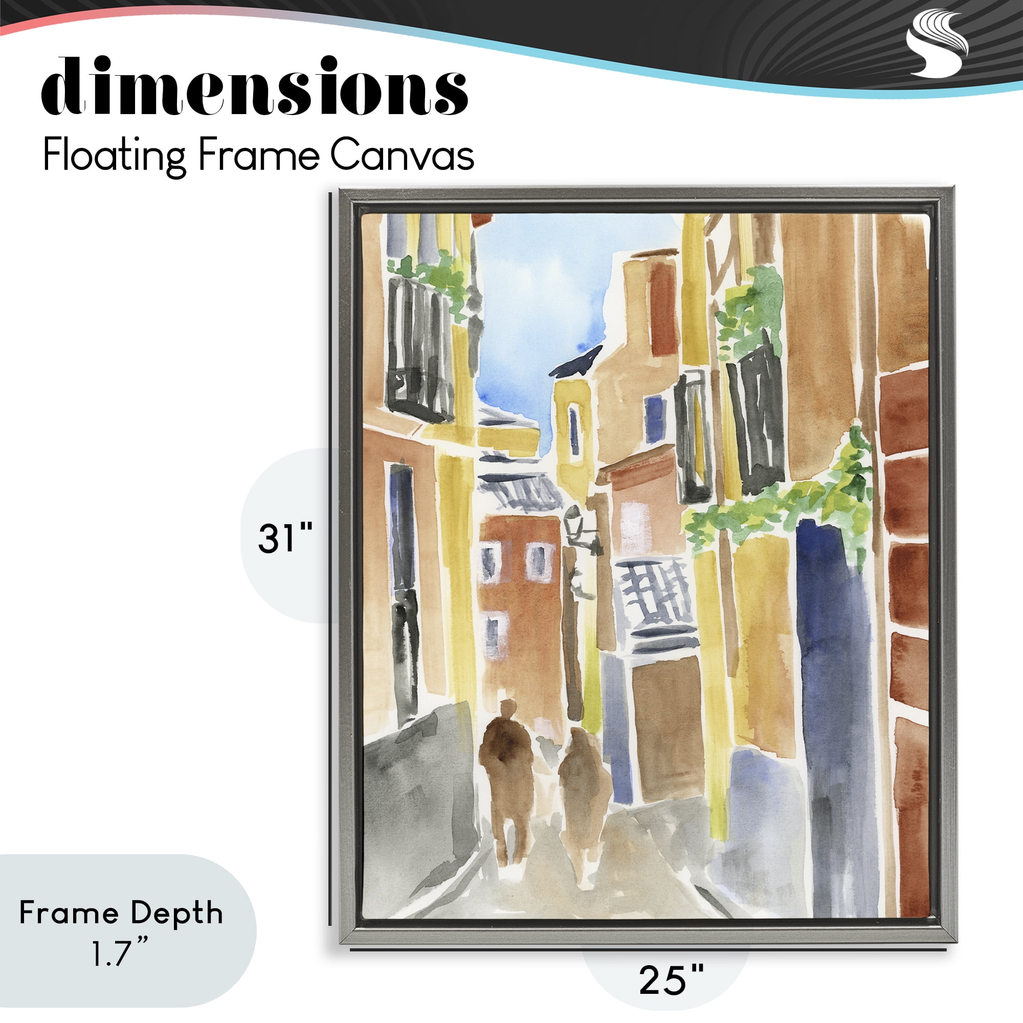 Stupell Industries Calles de Madrid Architecture Gray Framed Floater Canvas Wall Art, design by June Erica Vess