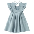 thumbnail image 2 of Vestido LYXIOF para niños pequeños de algodón y lino con volantes, 90 cm, 2 of 6