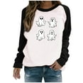 thumbnail image 2 of Neewe Women's Halloween Pumkin Face Sweatshirts Hocus Pocus Long Sleeve Shirt Spooky Skeleton Pullover Tops, 2 of 7