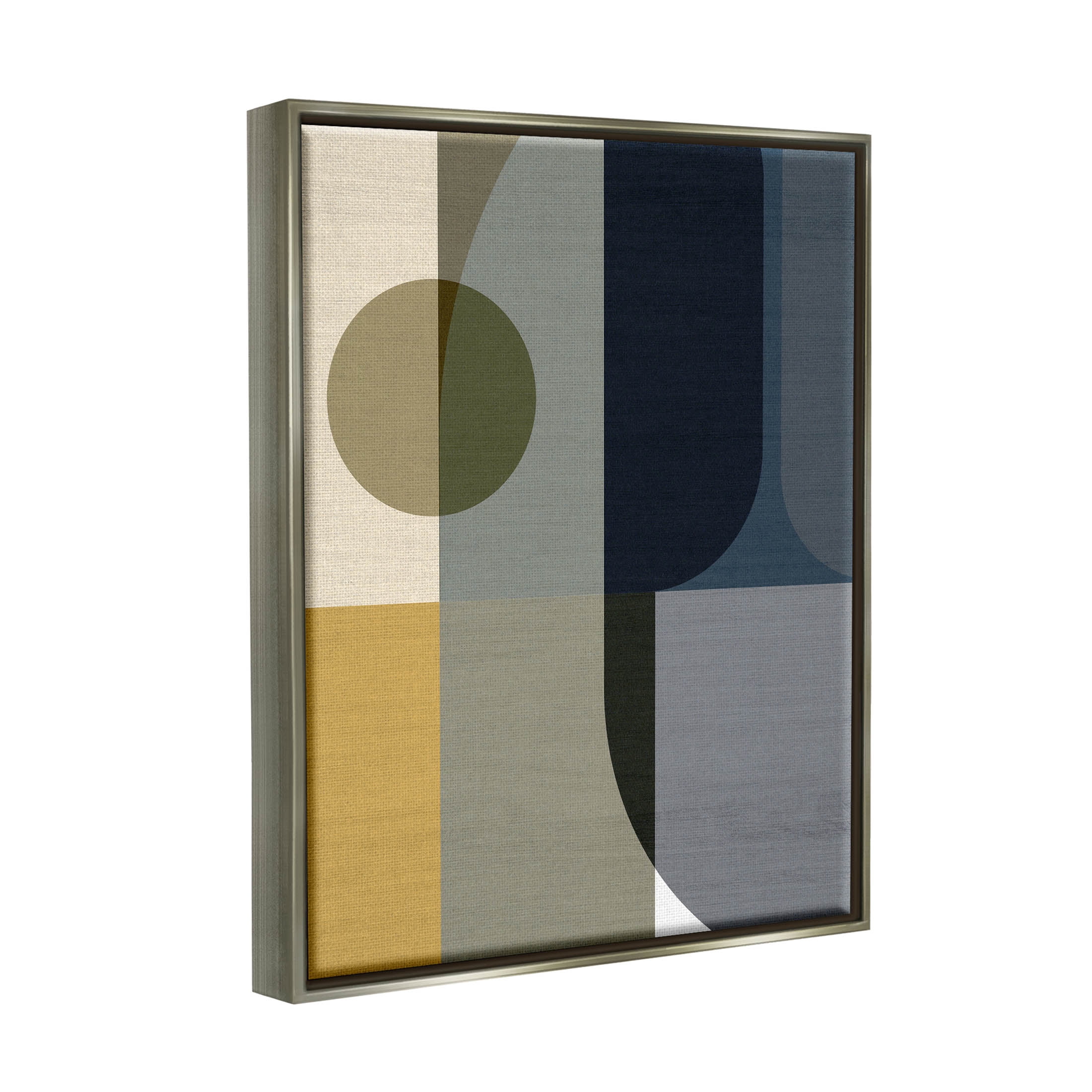 Distinct Geometric Layered Shapes Abstract Graphic Art Luster Gray Framed Art Print Wall Art