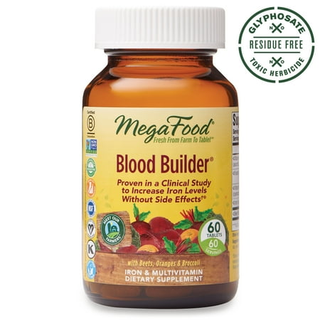 Copper Free 180 Tablets - MegaFood - Blood Builder, Support for Healthy Iron Levels, Energy, and Red Blood Cell Production without Nausea or Constipation, Vegan, Gluten-Free, Non-GMO, 60 Tablets