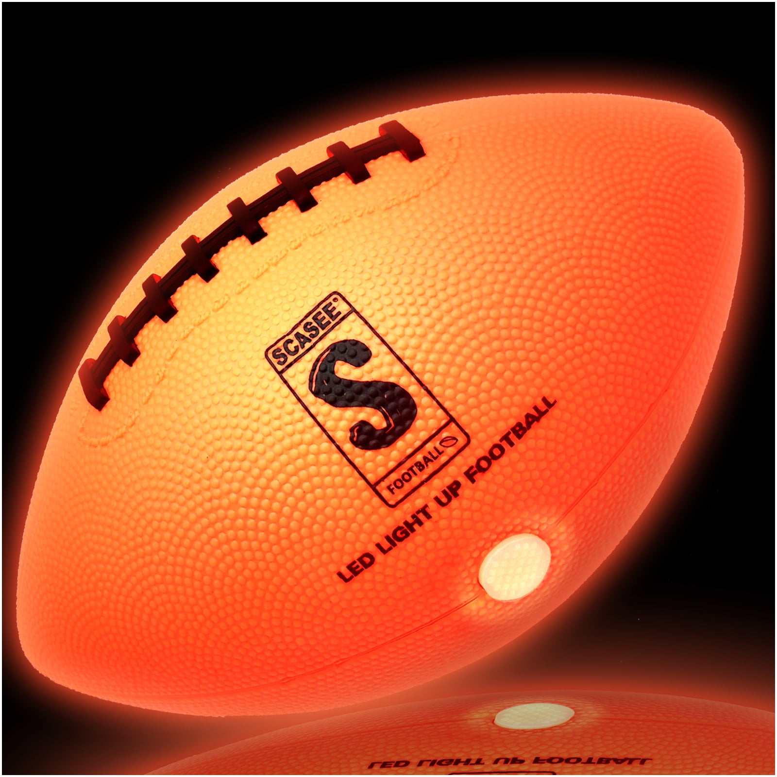 SCASEE Light Up Football - Youth Size 6 and Weight- Extra Pump and Batteries - Glow in The Dark Indoor or Outdoor Footballs with Bright Waterproof LED for Youth,Teen Boys and Girls