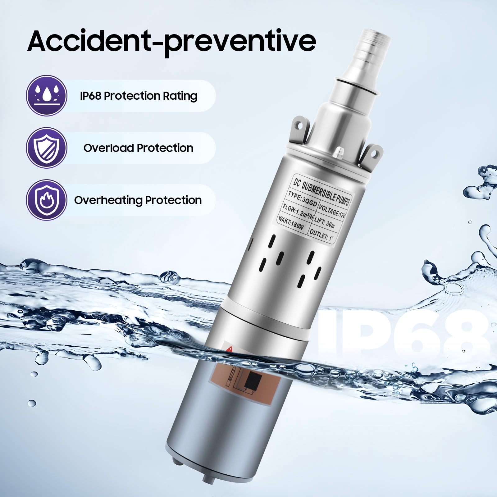 1.2m³/h Submersible Pump, Water Pump, Deep Well Submersible Pump 180W