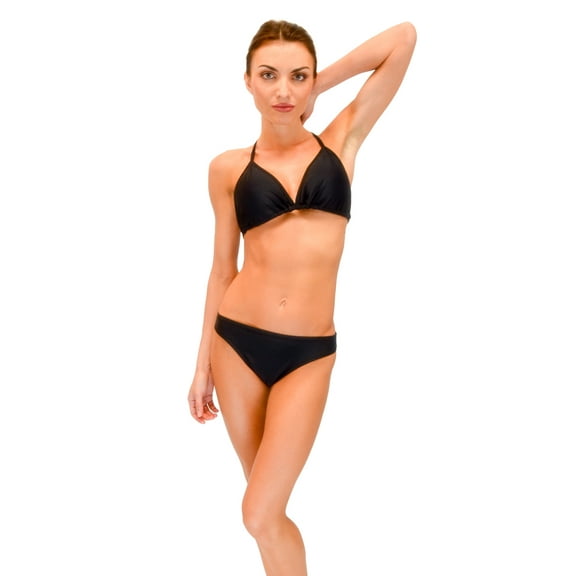 VF-Sport - Bikini, Triangle Top and Surf Bottom, Two Piece Set (Black, Large)