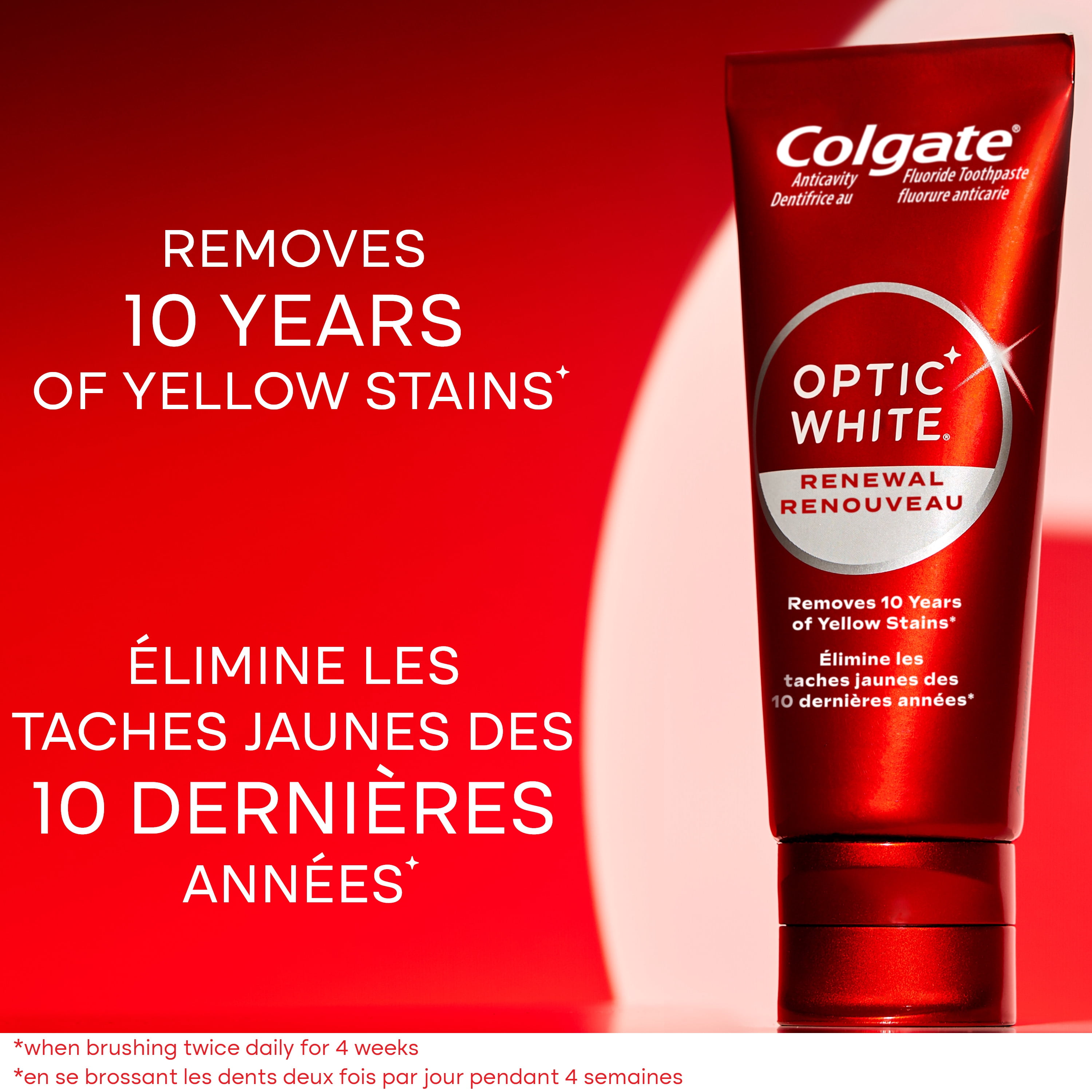Dentifrice Colgate Optic White Renewal avec 3 % de peroxyde d'hydrogène, lot de 24, 70 ml