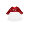 thumbnail image 2 of Seyurigaoka Seyurigaoka Girl’s Fashion Mesh Yarn Stitching Dress Fresh Plaid and Letter Round Neck Long-sleeved Children Dress, 2 of 8