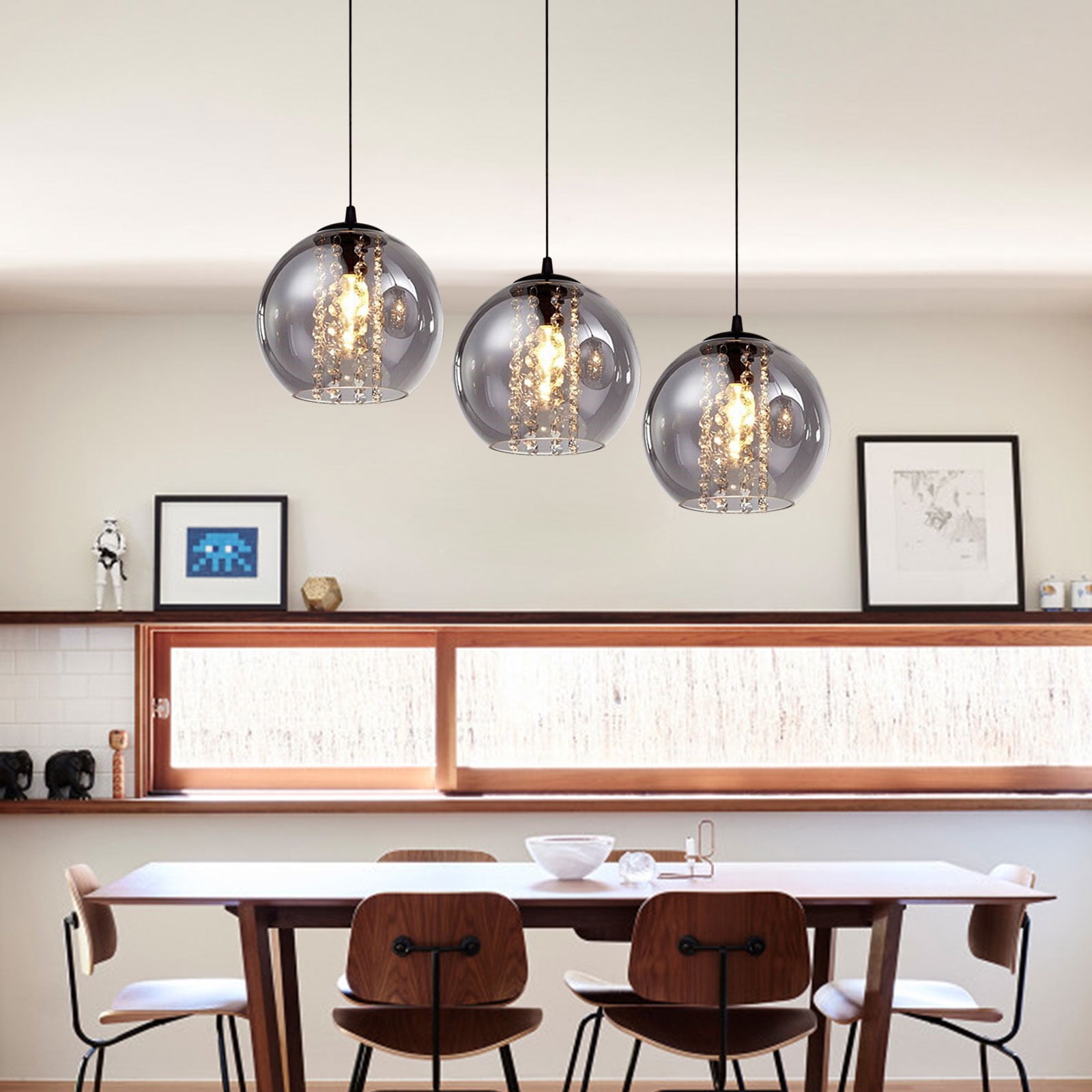 Industrial & Classic European Style Chandelier - Iron&Glass Material, 3*E12/E14 Lamp Holders for Bedroom/Dining Room/Living Room (Bulb Not Included)