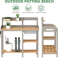 thumbnail image 3 of QueipA  Wooden Potting Bench Table with Sink, Outdoor Garden Table Work Bench with Shelf, Workstation for Outside Patio Lawn, 3 of 8