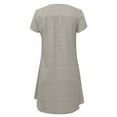 thumbnail image 3 of Robe Ample pour Femmes Grande Taille Couleur Unie Col en V Coton et Lin, 3 of 6