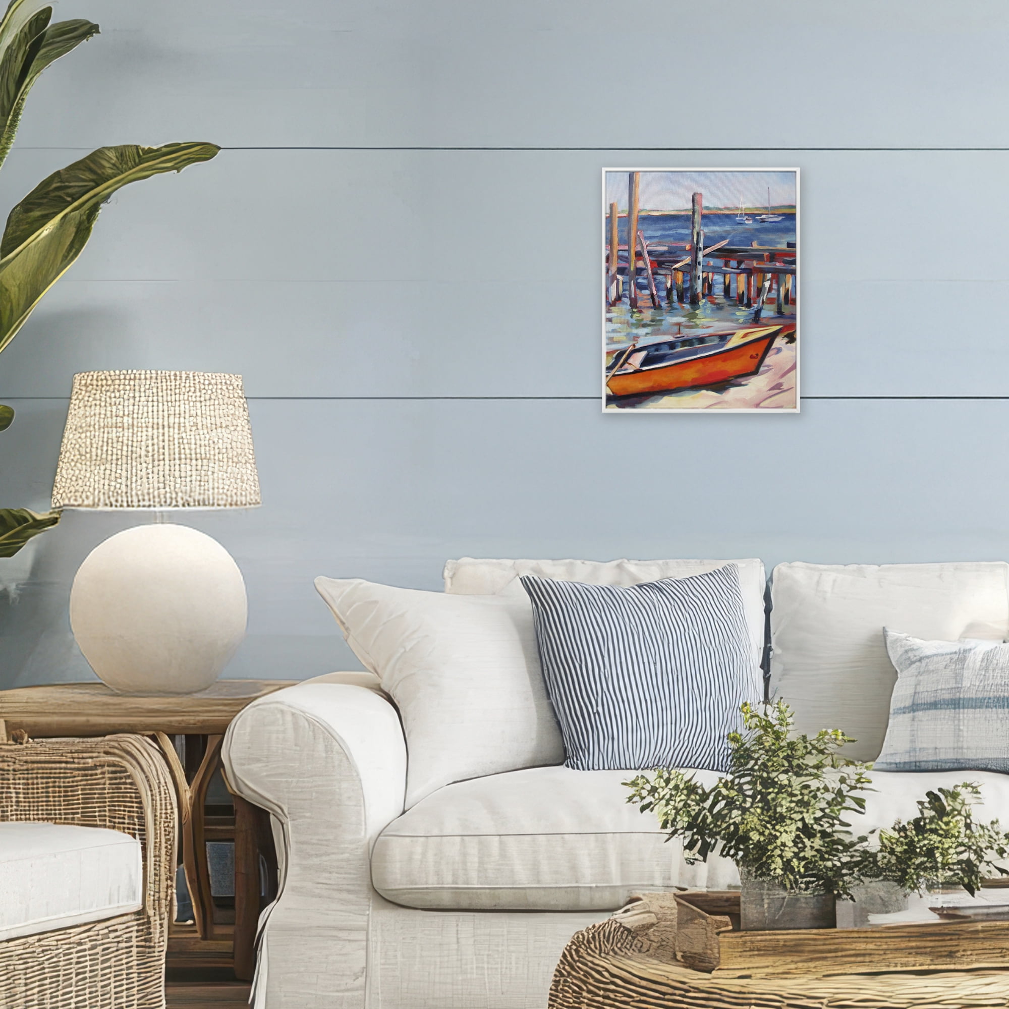Stupell Industries Provincetown Harbor Boat White Framed Giclee Art, design by Maxine Shore