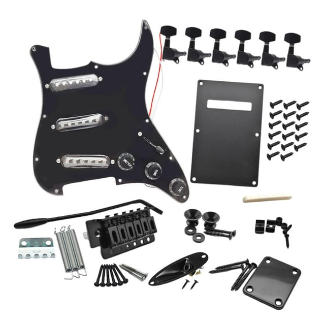 Milaget Kits de Guitare Électrique DIY Portables Rétro Multifonctions Plaque Arrière Accessoires Noir A