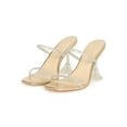 thumbnail image 5 of Women's Square Toe Iridescent Rhinestone Clear Double Strap Mule Heel 20616, 5 of 6