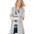 thumbnail image 2 of cardigans for women long sleeve midweight swingy knit cardigan sweater w/pocket-dove grey (medium), 2 of 5