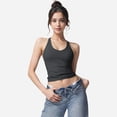 thumbnail image 6 of Active Women's Strappy Back Fitted Tank Top with Scoop Neck - Large, Gray, 6 of 7